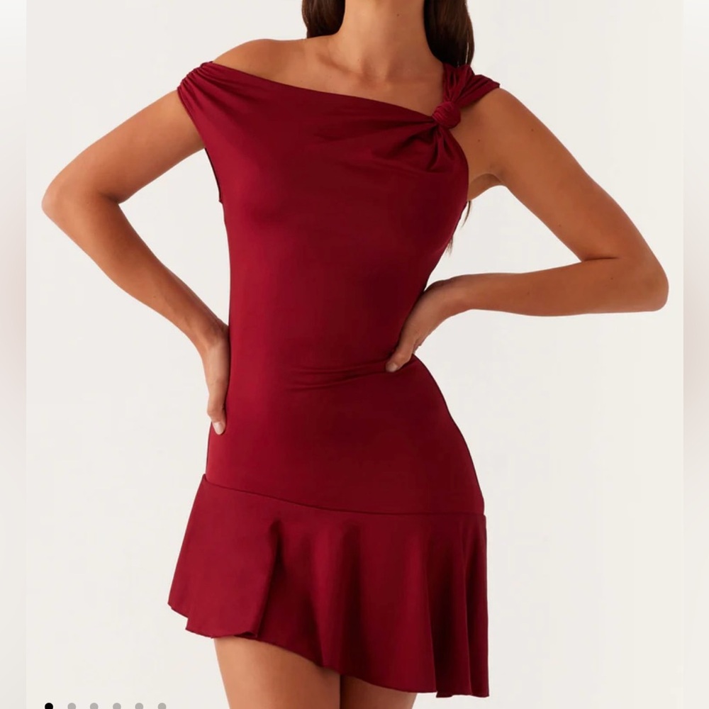 PepperMayo Amaya Twist Mini Dress - Maroon